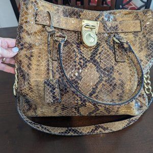 Michael Kors Faux Snakeskin  Handbag with Lock / Key - Great Condition